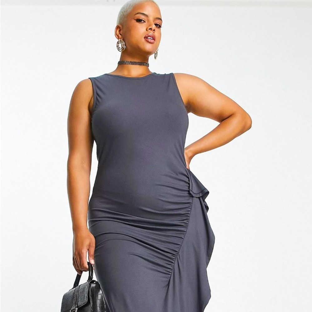 ASOS Curve Gray Midi Dress